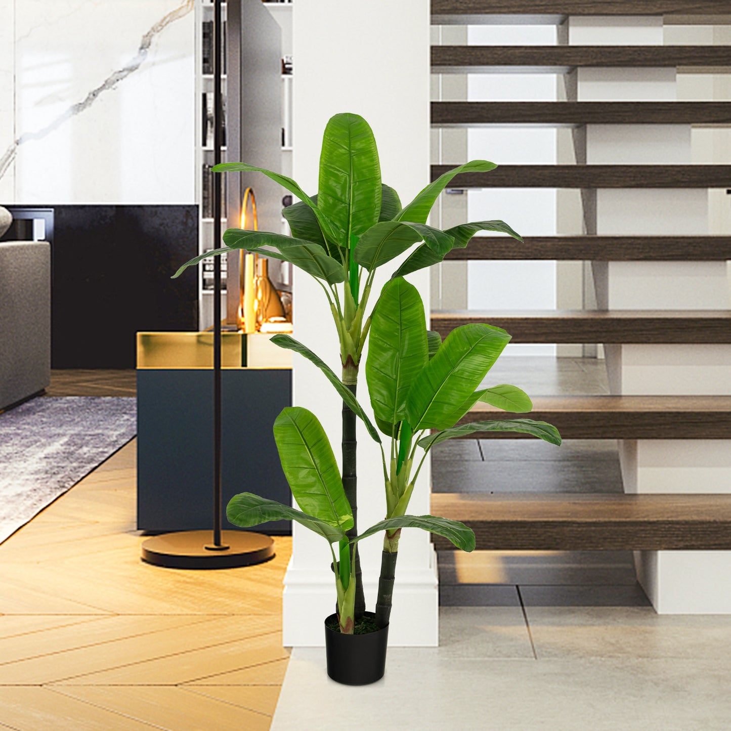 5ft Artificial Banana Tree – Lifelike Faux Tropical Plant with 18 Leaves for Indoor & Outdoor Décor