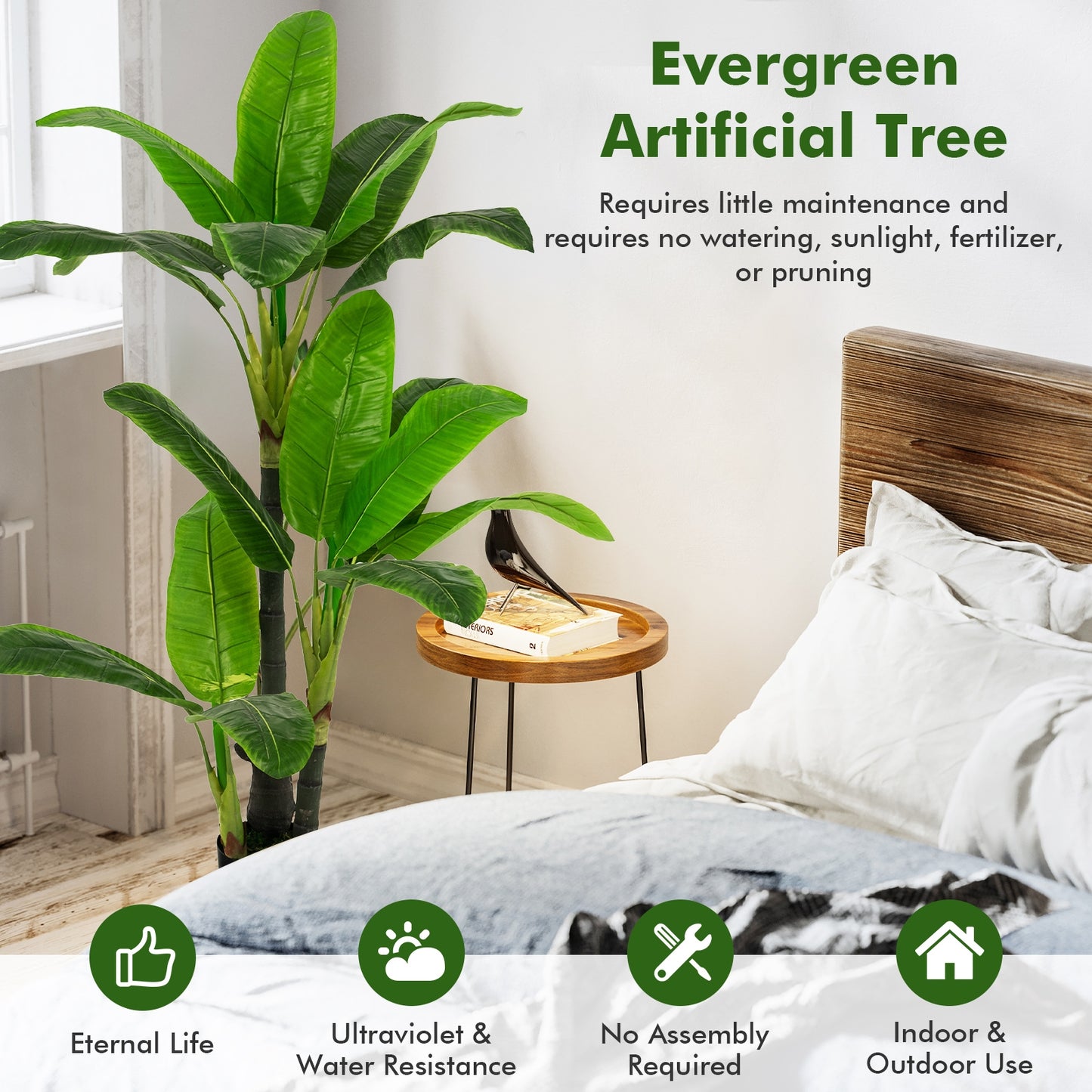 5ft Artificial Banana Tree – Lifelike Faux Tropical Plant with 18 Leaves for Indoor & Outdoor Décor