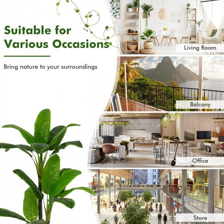 5ft Artificial Banana Tree – Lifelike Faux Tropical Plant with 18 Leaves for Indoor & Outdoor Décor
