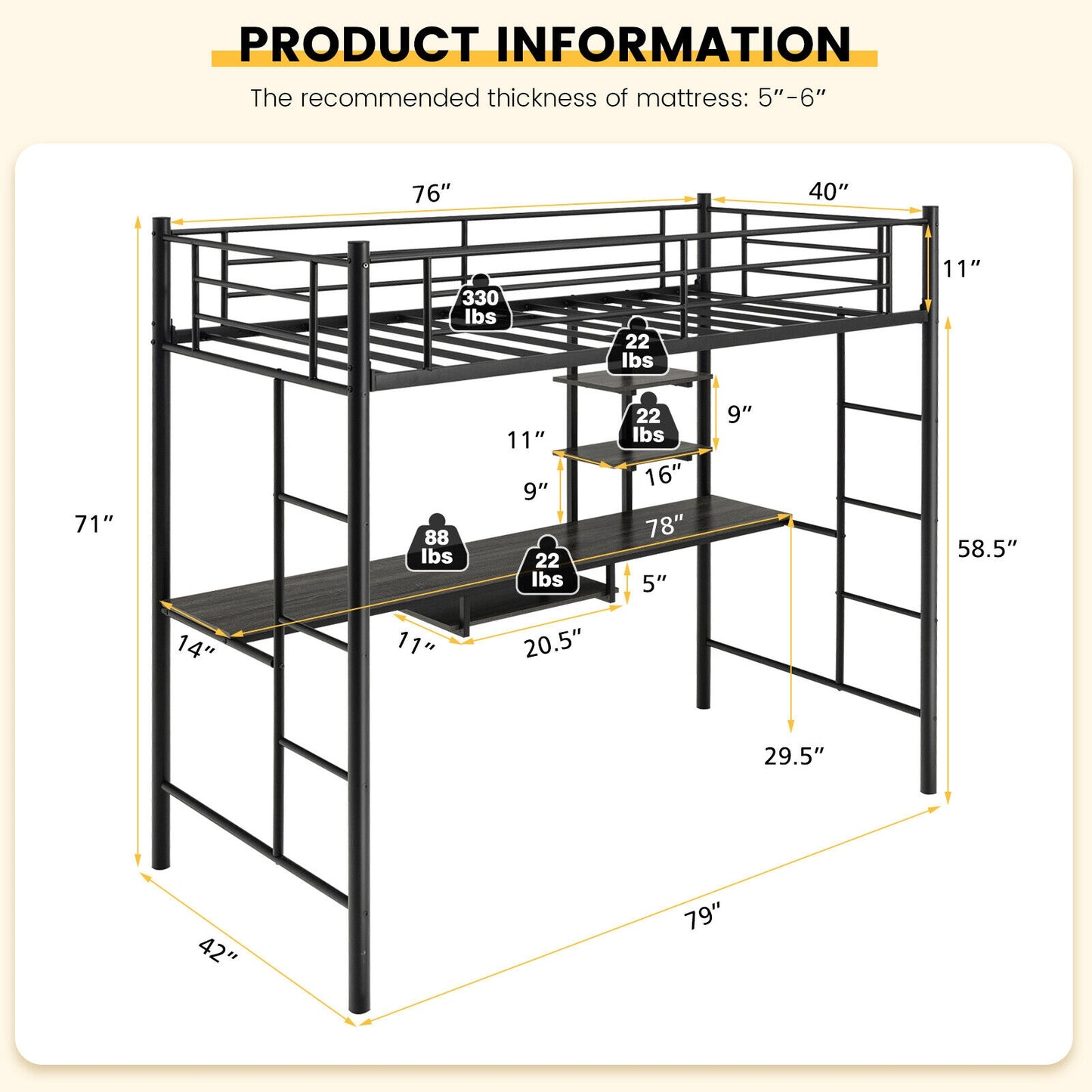 Multifunctional Twin Loft Bed with Desk, Storage Shelves, and Full-Length Ladders
