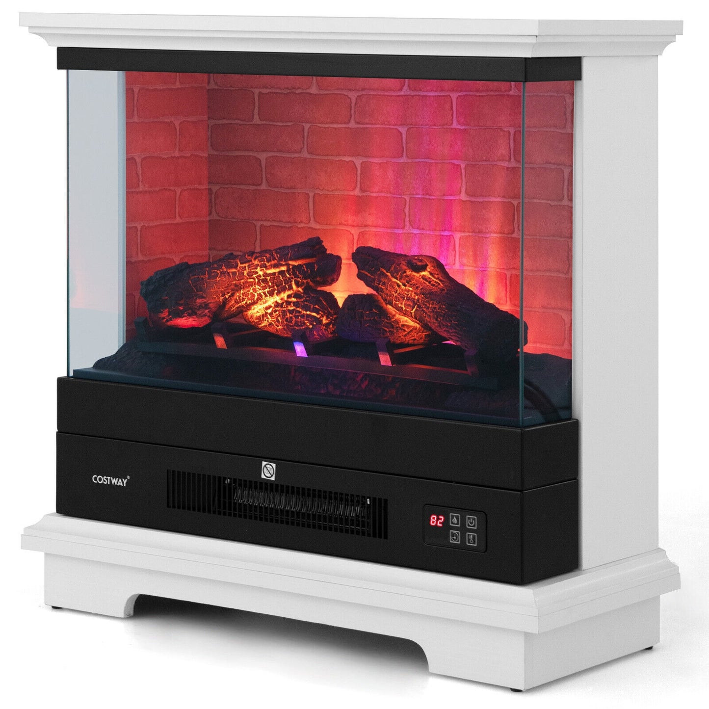 27" Freestanding Electric Fireplace with 3 Level Flame Effect & Adjustable Thermostat