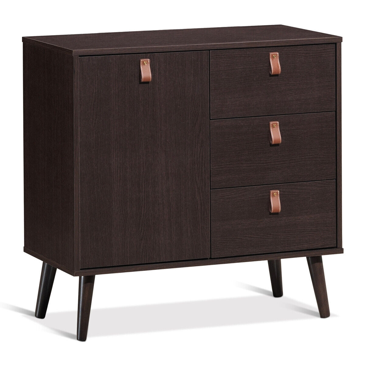 3-Drawer Storage Cabinet with Display Shelves, Modern Sideboard Organizer