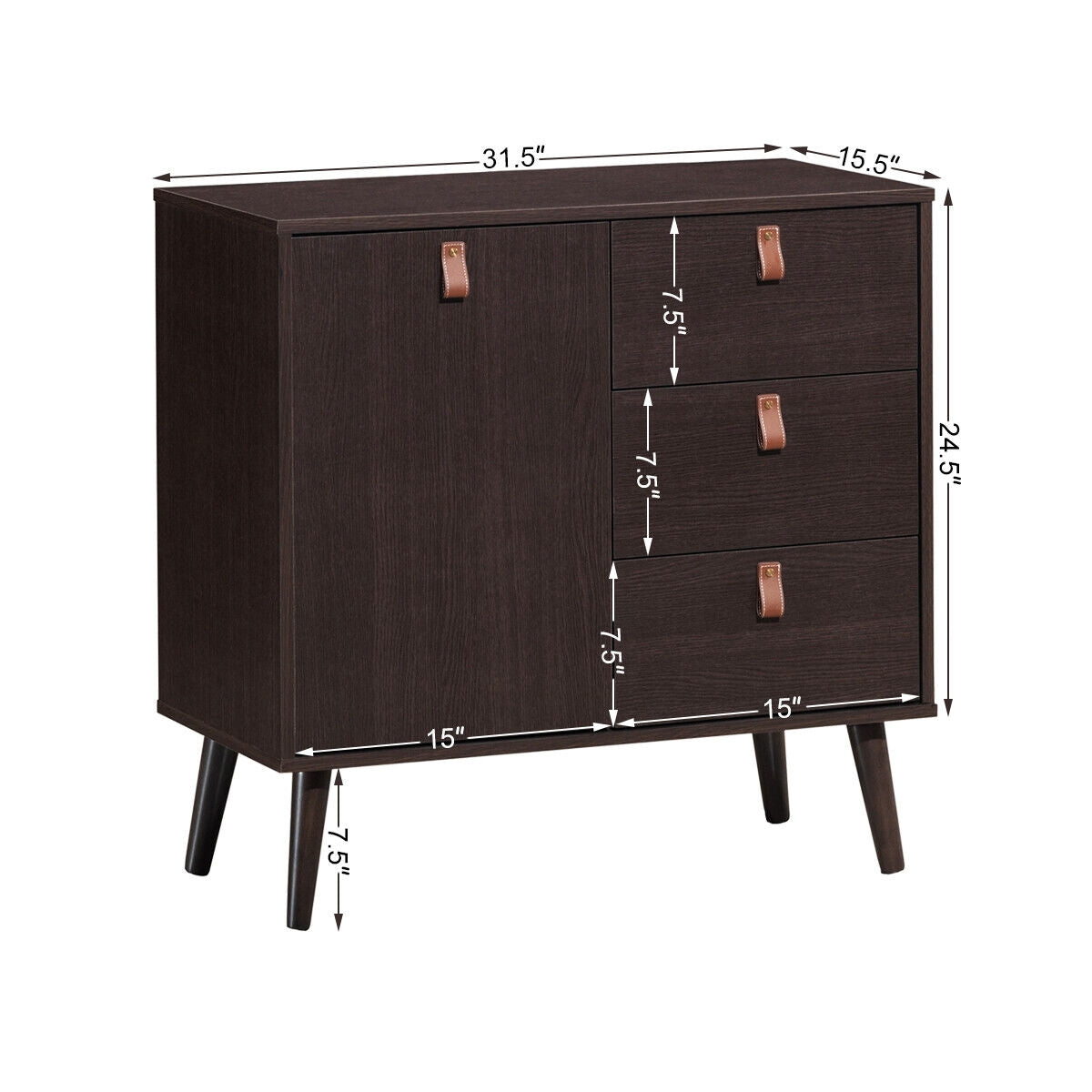 3-Drawer Storage Cabinet with Display Shelves, Modern Sideboard Organizer