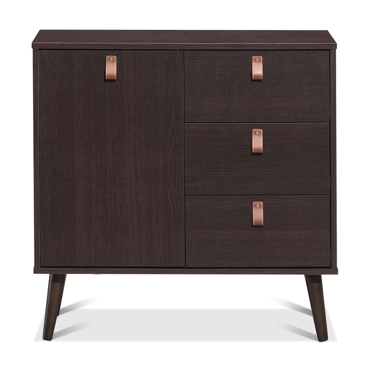3-Drawer Storage Cabinet with Display Shelves, Modern Sideboard Organizer