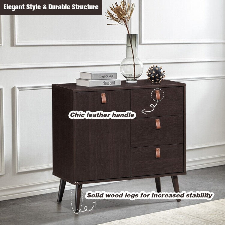 3-Drawer Storage Cabinet with Display Shelves, Modern Sideboard Organizer