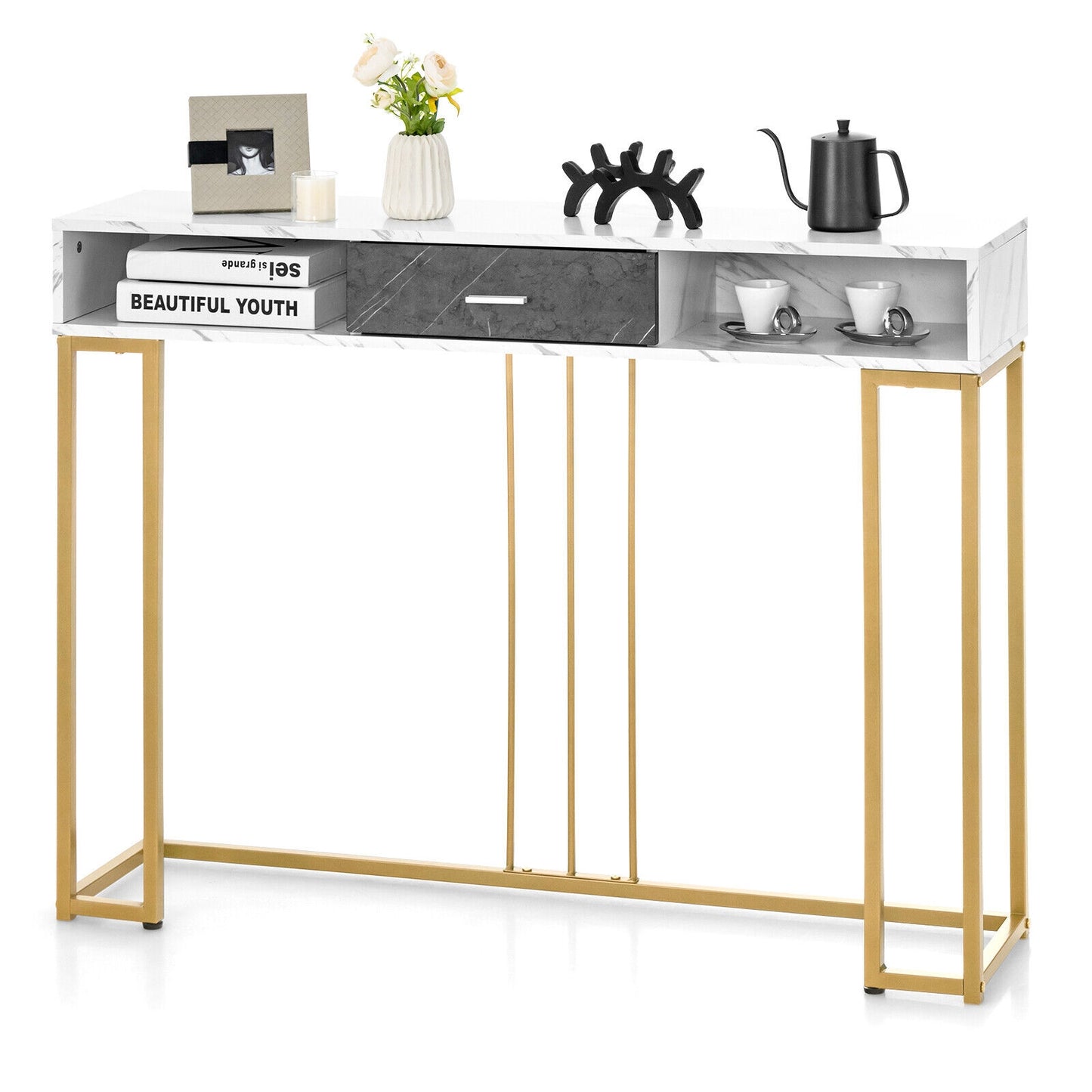 Slim Narrow Sofa Table for Living Room Entryway or Hallway