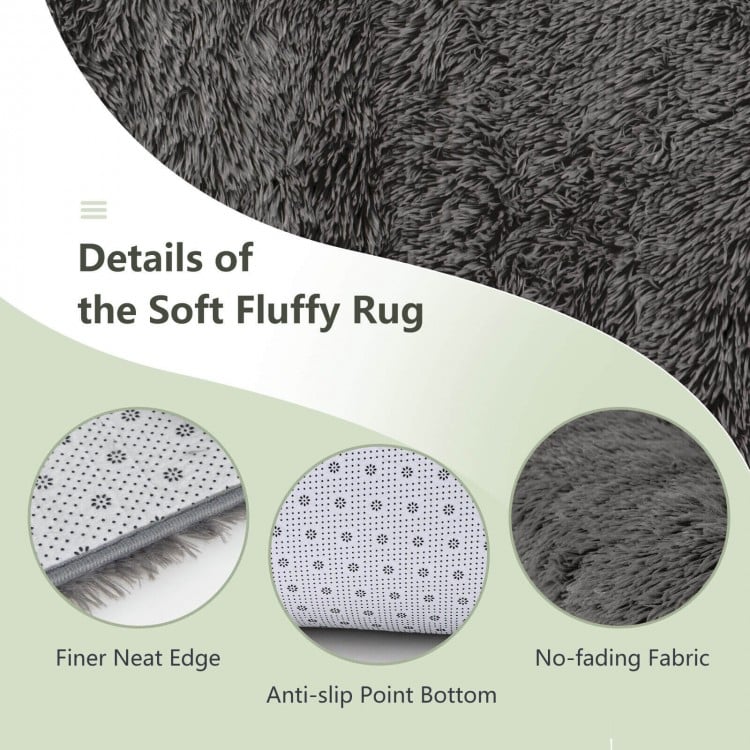 5 x 7 Feet Soft Shag Area Rug for Living Room and Bedroom – Modern Grey Rectangular Design