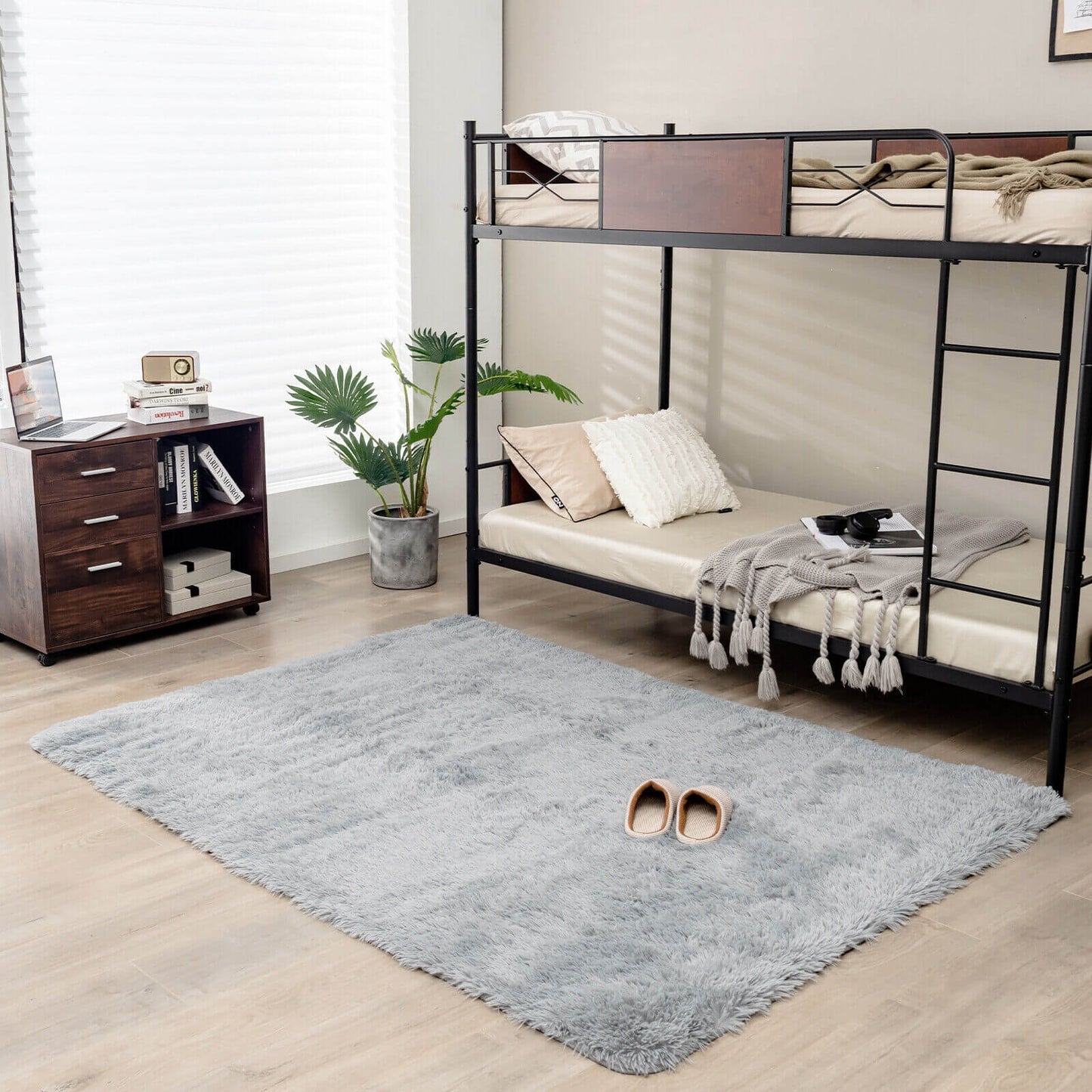 5 x 7 Feet Soft Shag Area Rug for Living Room and Bedroom – Modern Light Grey Rectangular Design
