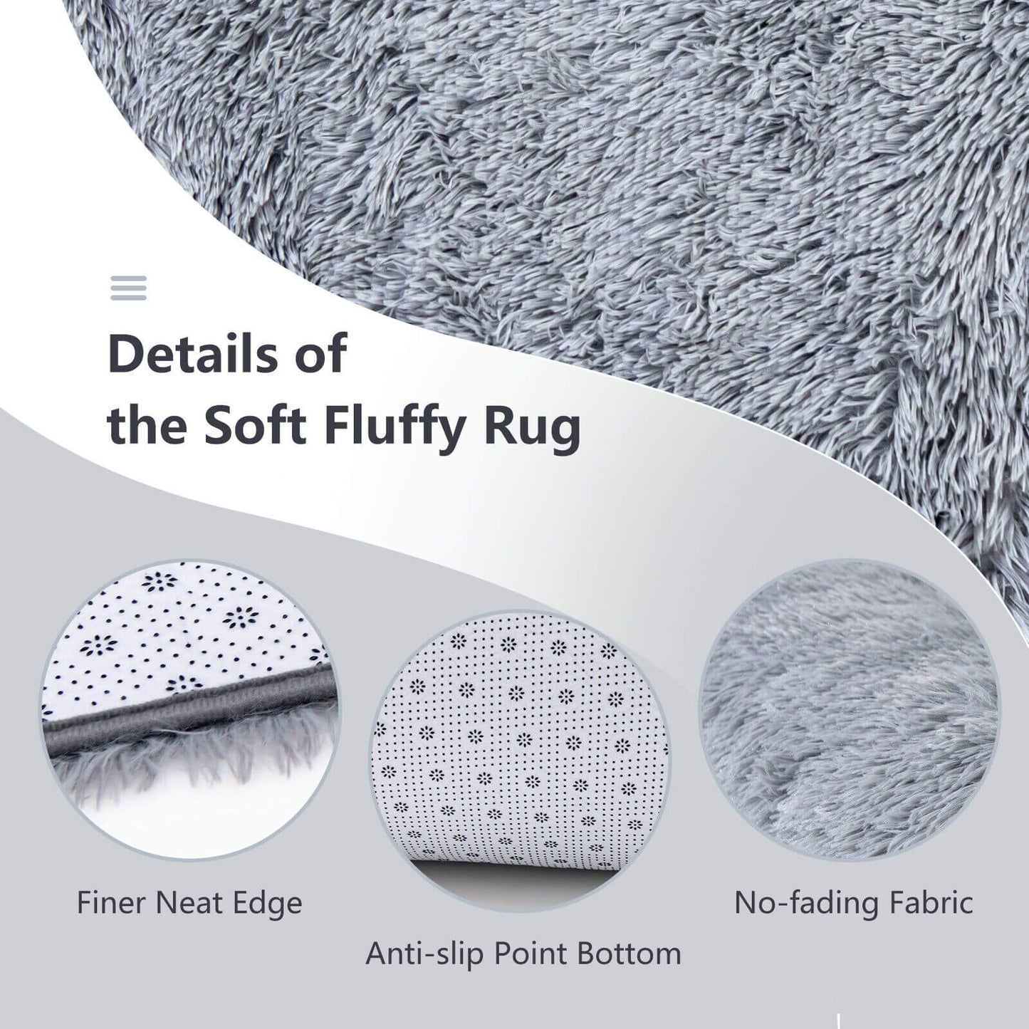 5 x 7 Feet Soft Shag Area Rug for Living Room and Bedroom – Modern Light Grey Rectangular Design