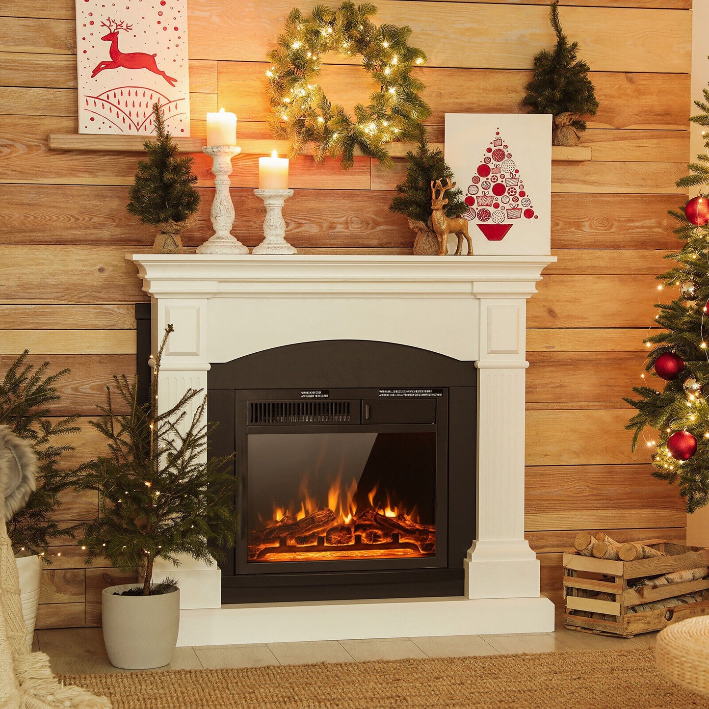 18/22.5 Inch Electric Fireplace Insert with Customizable 7 Level Flame Brightness