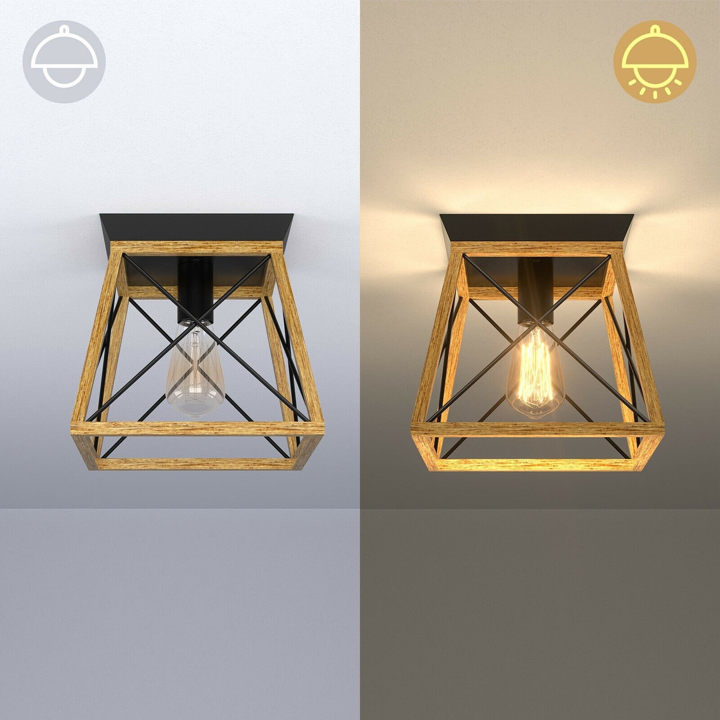 Retro Farmhouse Ceiling Light with E26 Bulb Socket for Hallways & Dining Rooms