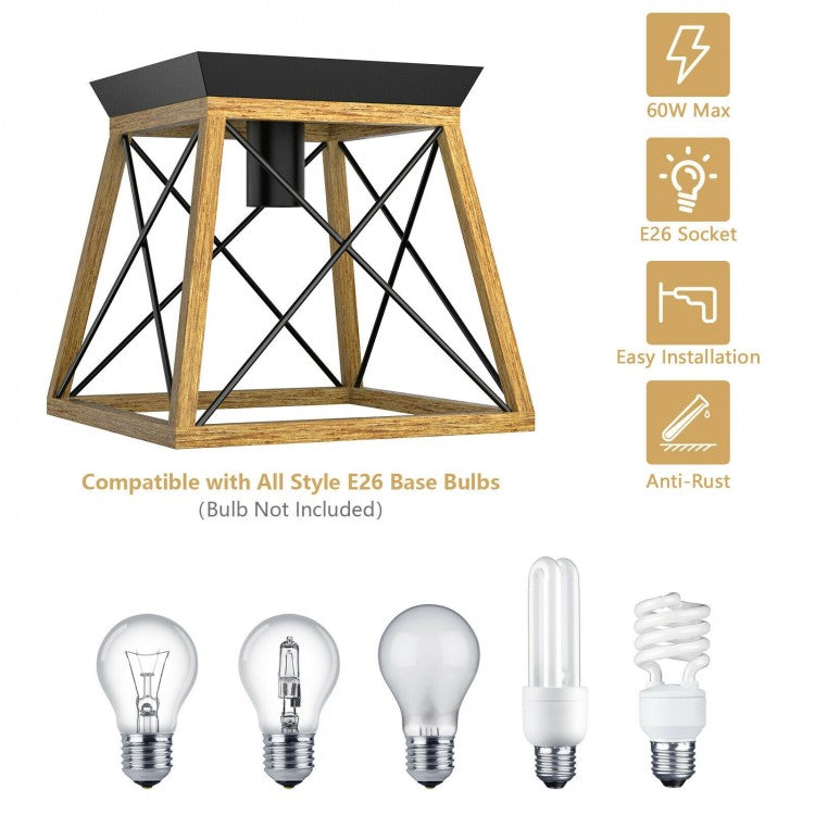 Retro Farmhouse Ceiling Light with E26 Bulb Socket for Hallways & Dining Rooms