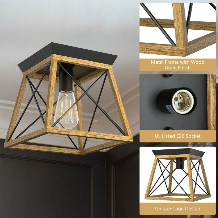 Retro Farmhouse Ceiling Light with E26 Bulb Socket for Hallways & Dining Rooms