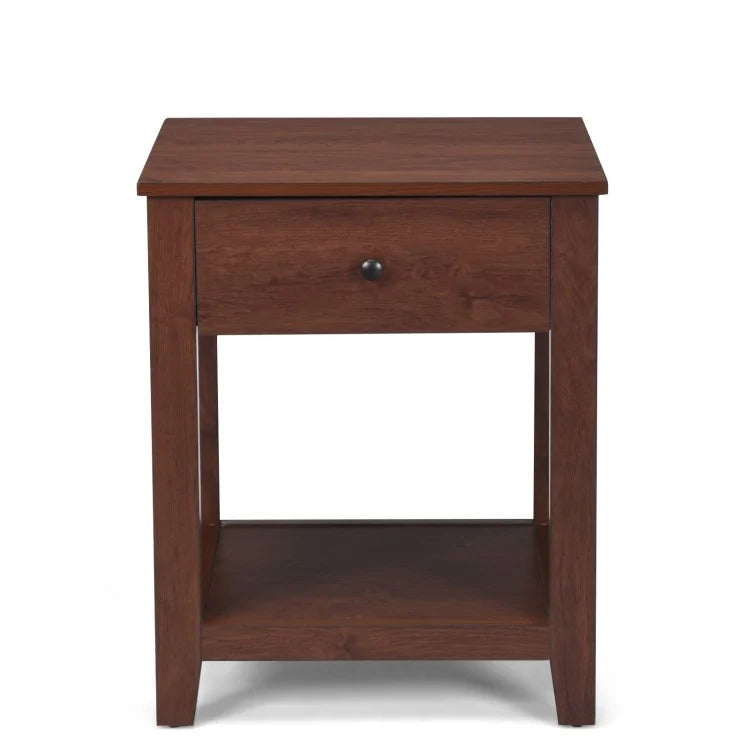 Wooden End Table with Drawer and Lower Storage Shelf