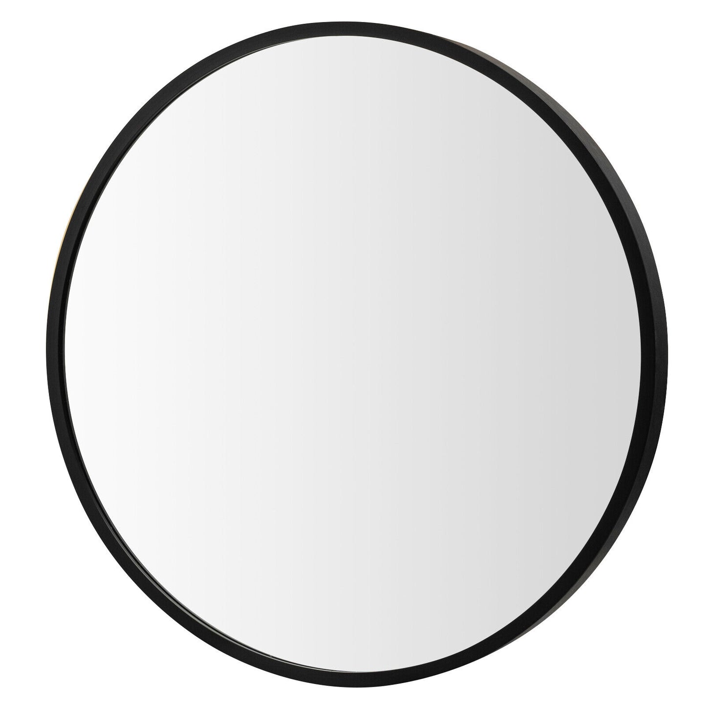 Elegant 16 Inch Round Wall Mirror with Premium Aluminum Alloy Frame - Black