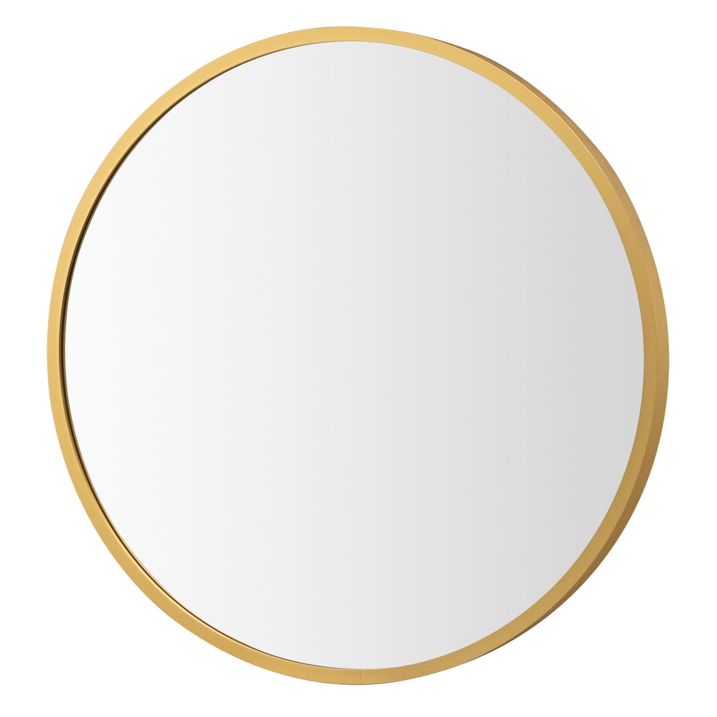 Elegant 16 Inch Round Wall Mirror with Premium Aluminum Alloy Frame - Golden