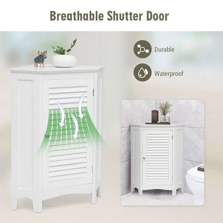 Freestanding Corner Storage Cabinet with Shutter Door