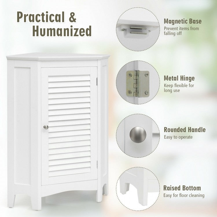 Freestanding Corner Storage Cabinet with Shutter Door