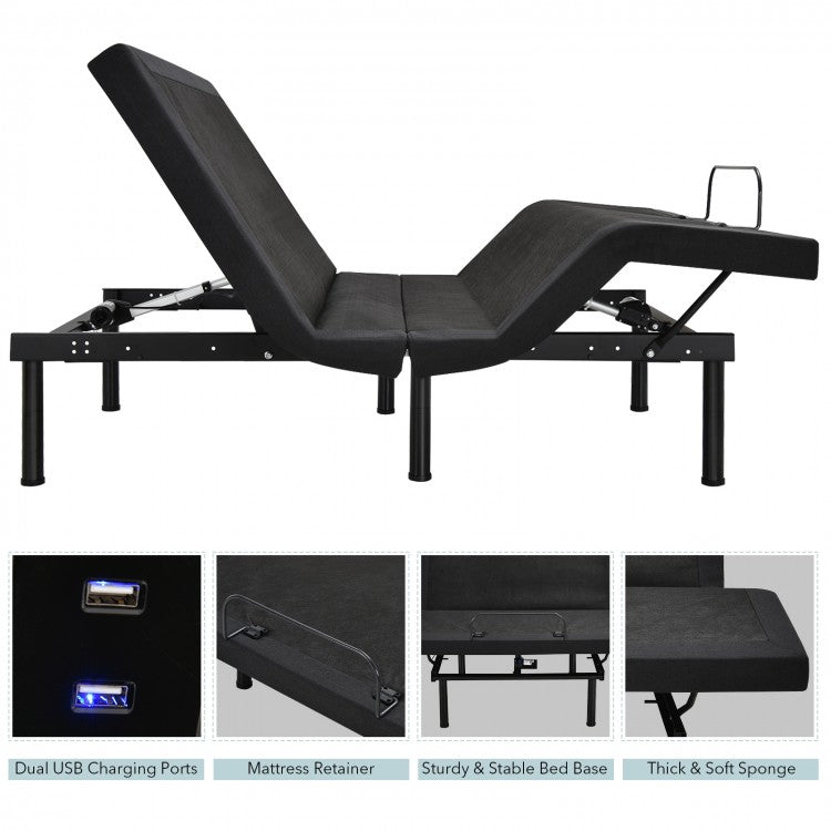 Electric Adjustable Bed Frame with Head Massage & Wireless Remote Control