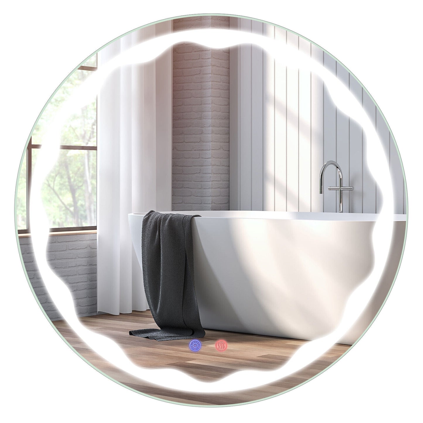 24 Inch Round LED Wall Mirror with 3 Lighting Modes, Smart Touch Control & Anti-Fog Feature