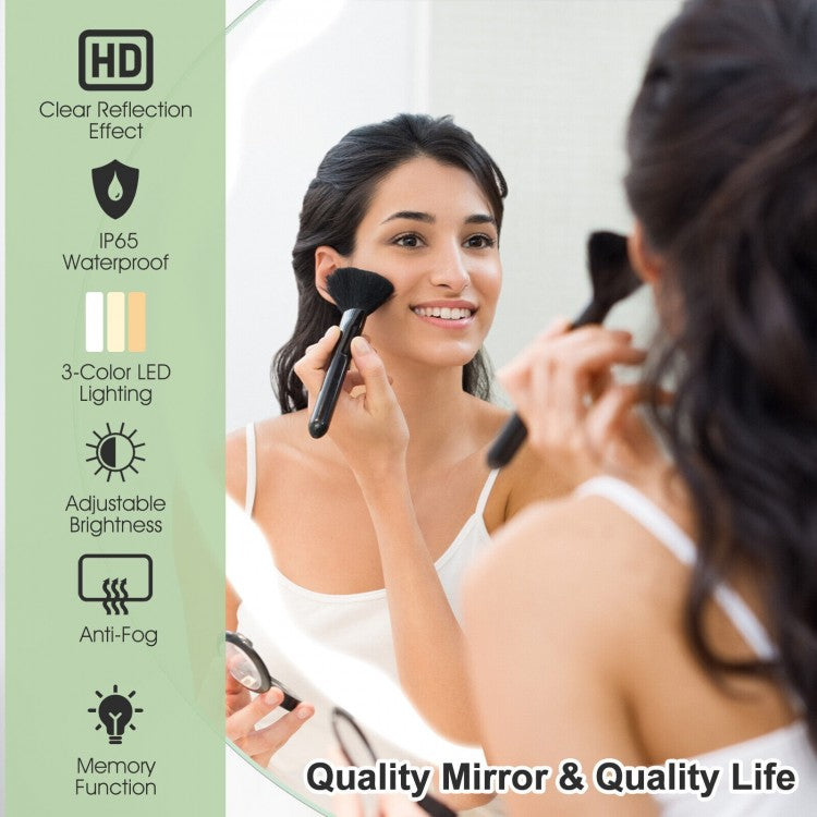 24 Inch Round LED Wall Mirror with 3 Lighting Modes, Smart Touch Control & Anti-Fog Feature