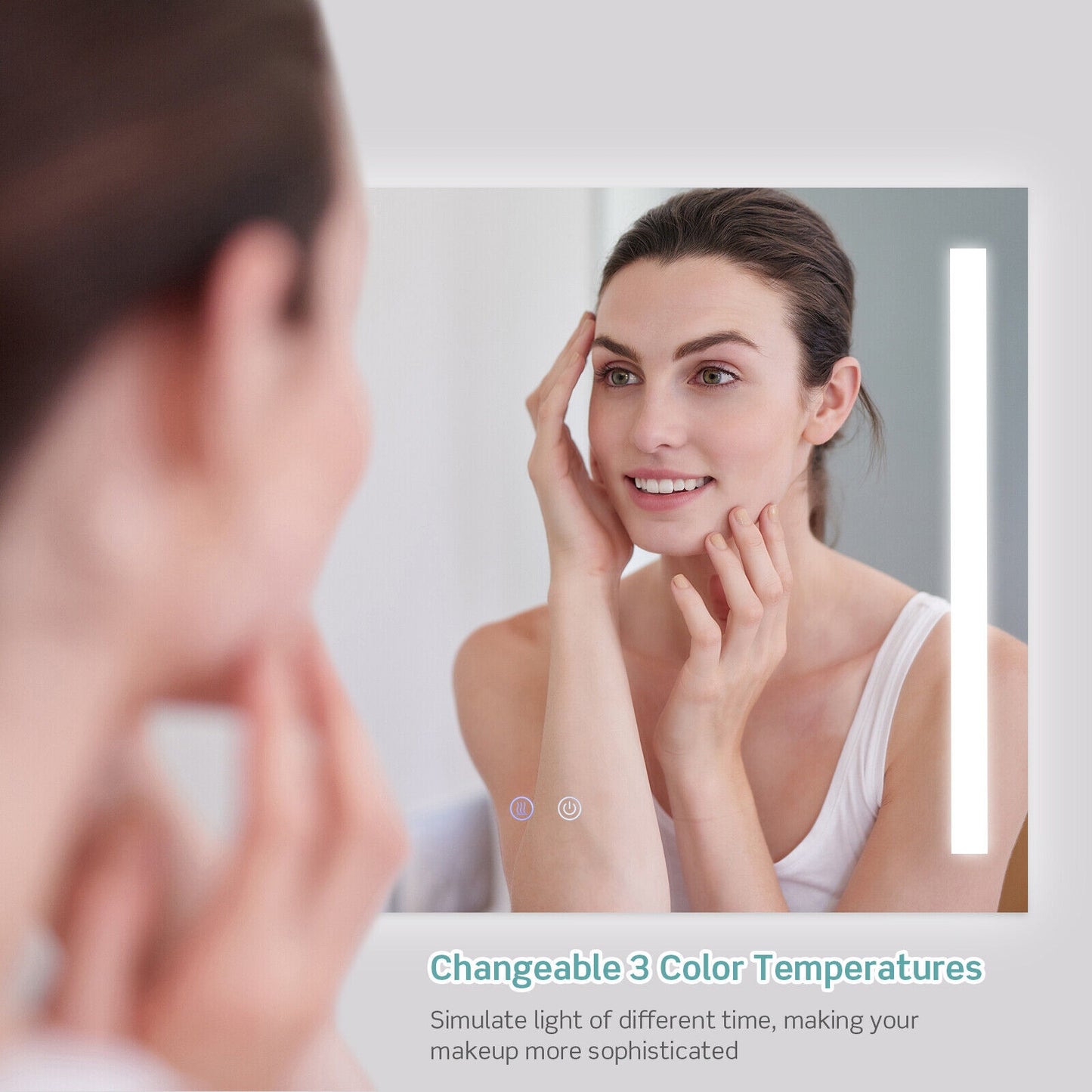 32 x 24 Inch LED Wall Mirror with 3 Color Lighting, Anti-Fog Function, and Memory Feature
