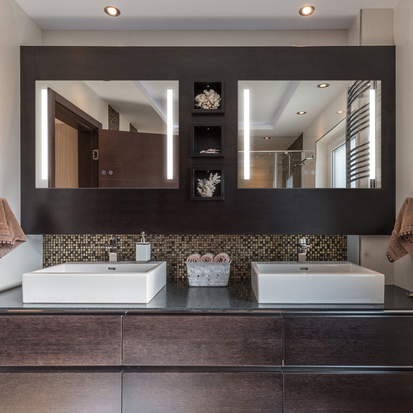 32 x 24 Inch LED Wall Mirror with 3 Color Lighting, Anti-Fog Function, and Memory Feature