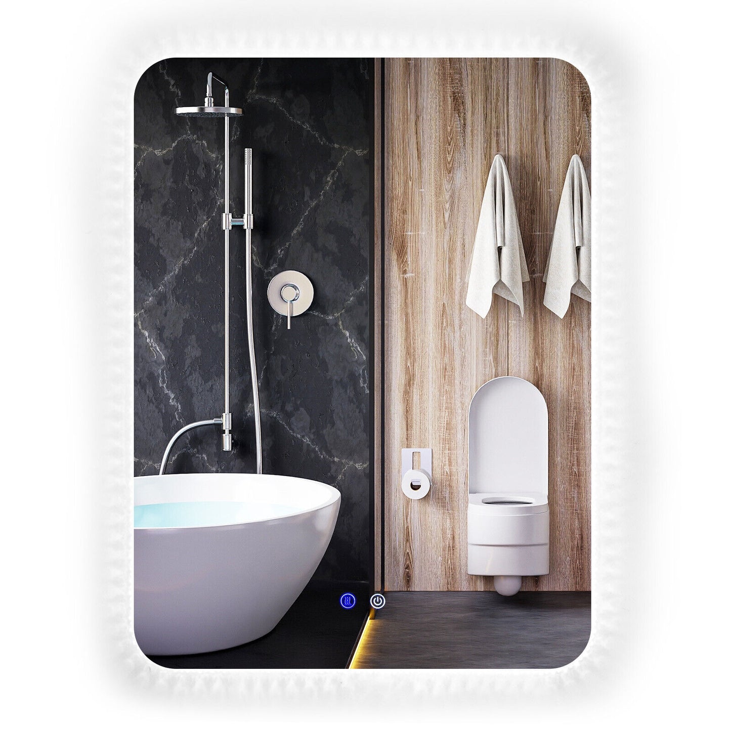 32 x 24 Inch LED Wall Mirror with Shatterproof Glass, 3 Color Lighting, and Anti-Fog Function