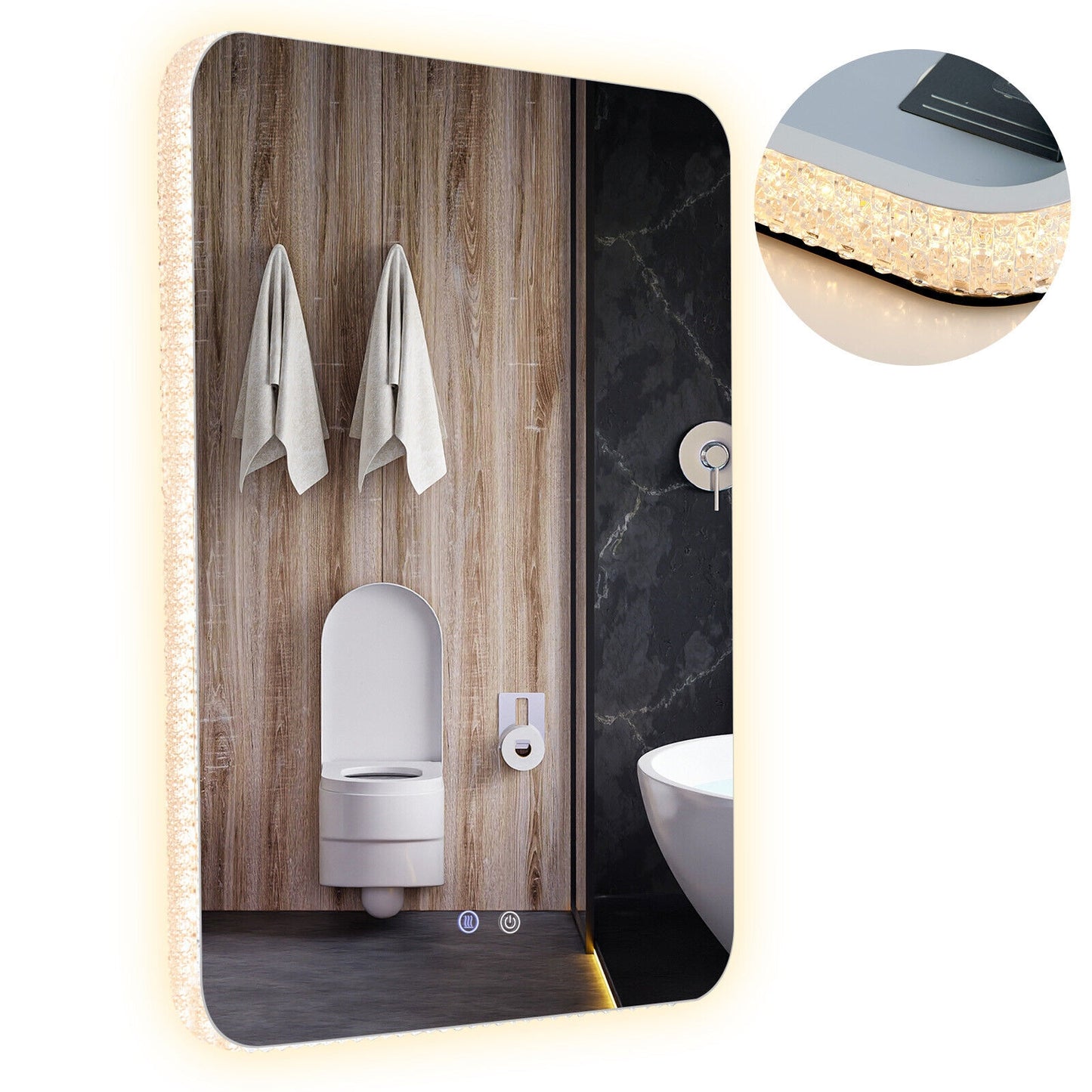 32 x 24 Inch LED Wall Mirror with Shatterproof Glass, 3 Color Lighting, and Anti-Fog Function