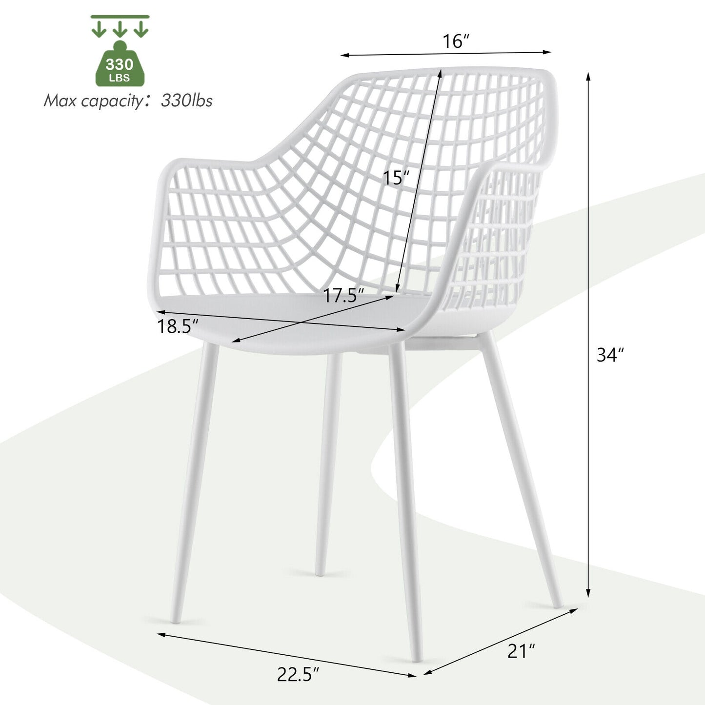 Modern Dining Chairs with Airy Hollow Backrest Set of 4 Heavy Duty Ergonomic White Chairs
