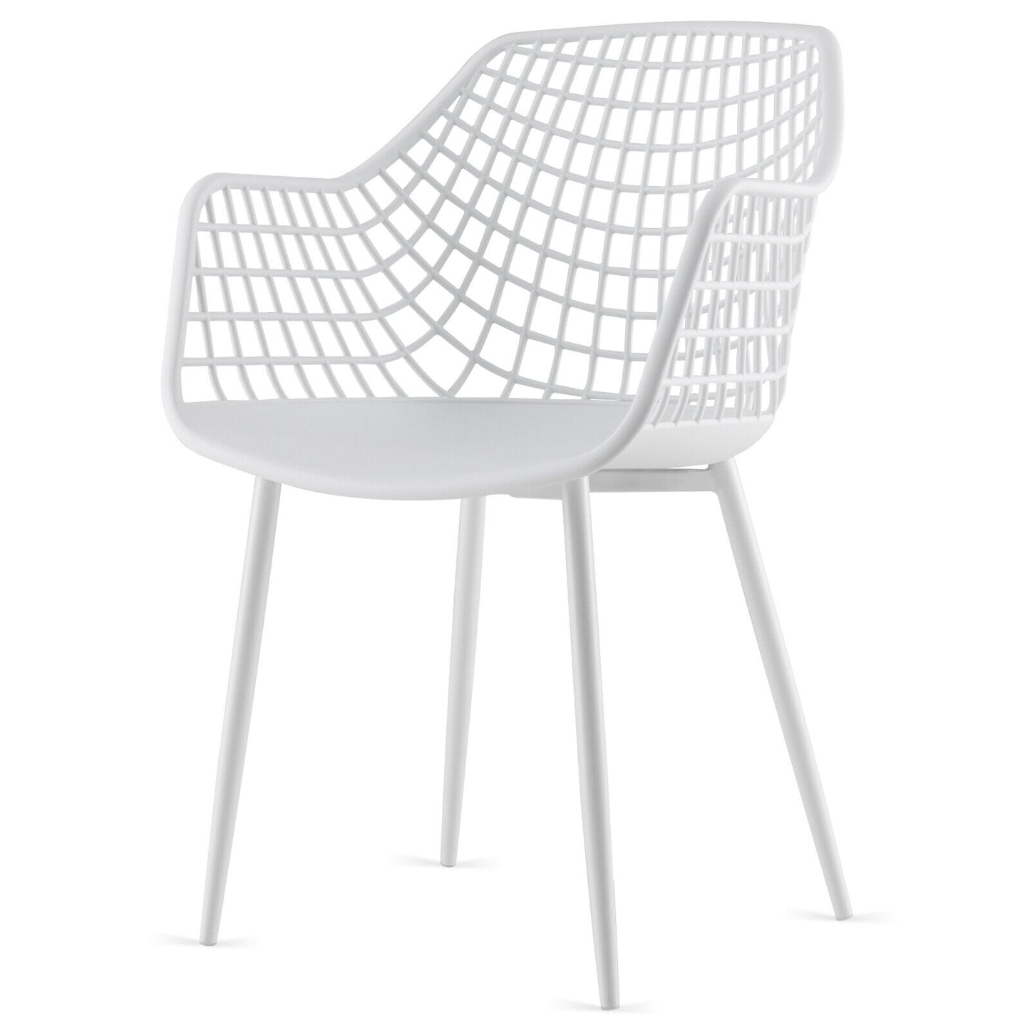 Modern Dining Chairs with Airy Hollow Backrest Set of 4 Heavy Duty Ergonomic White Chairs