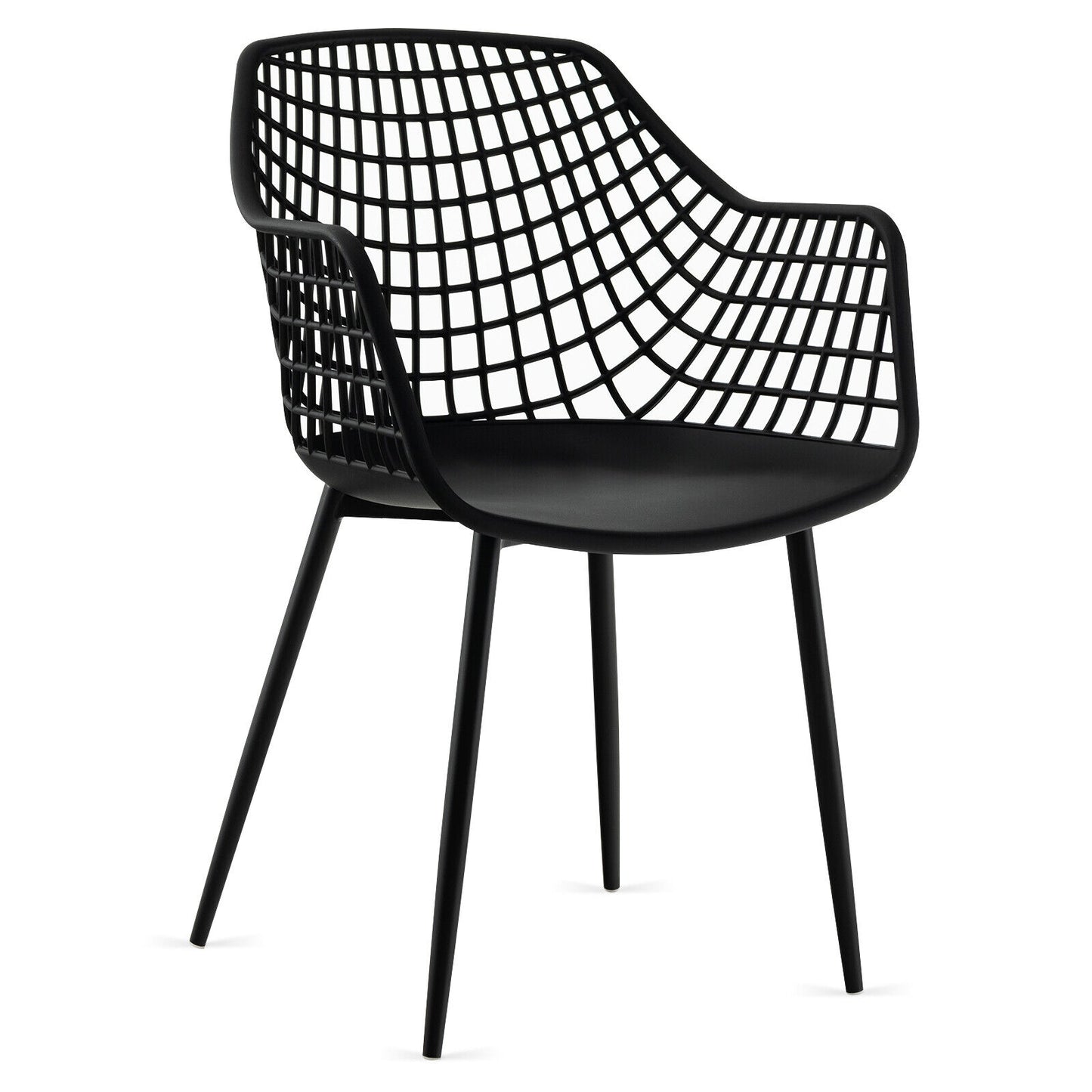 Modern Dining Chairs with Airy Hollow Backrest Set of 4 Heavy Duty Ergonomic Black Chairs