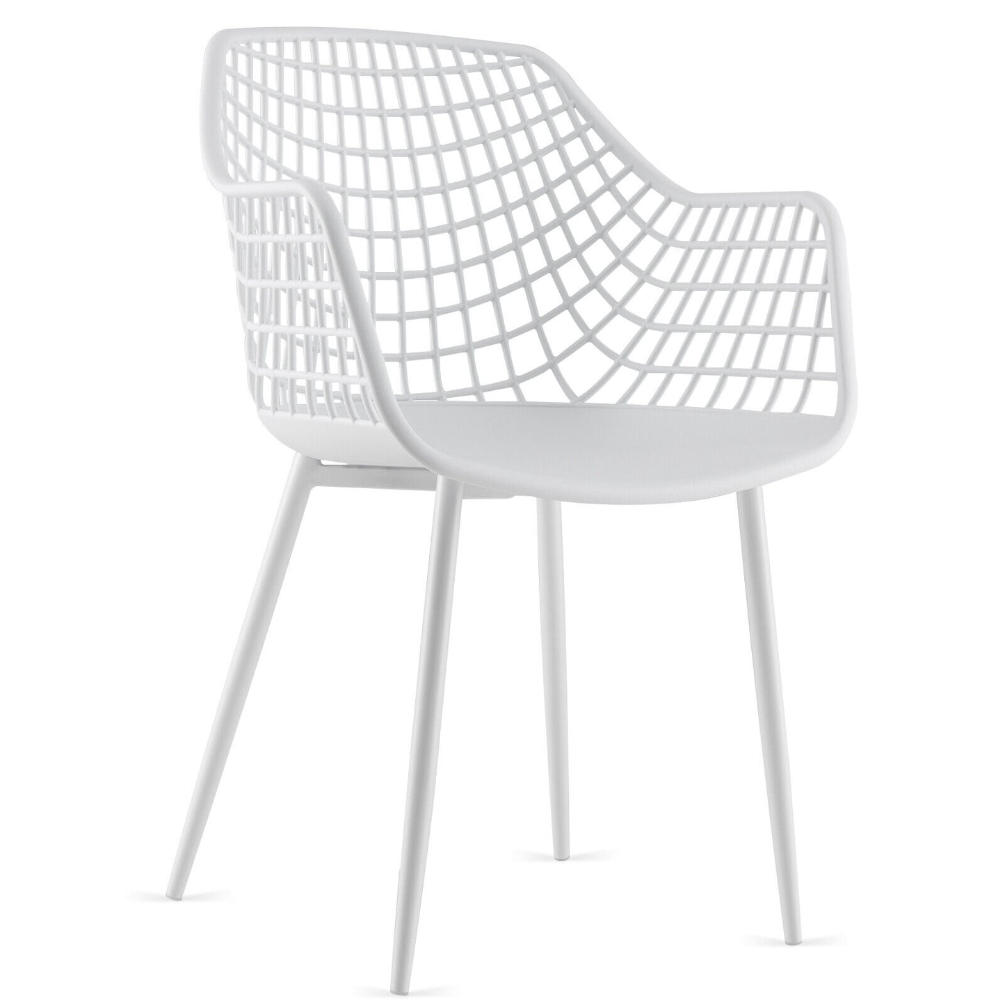 Modern Dining Chairs with Airy Hollow Backrest Set of 4 Heavy Duty Ergonomic White Chairs