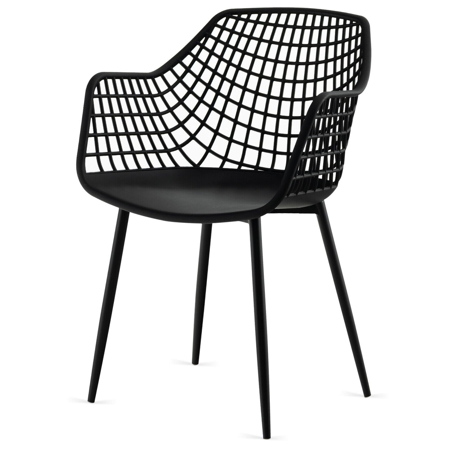 Modern Dining Chairs with Airy Hollow Backrest Set of 4 Heavy Duty Ergonomic Black Chairs