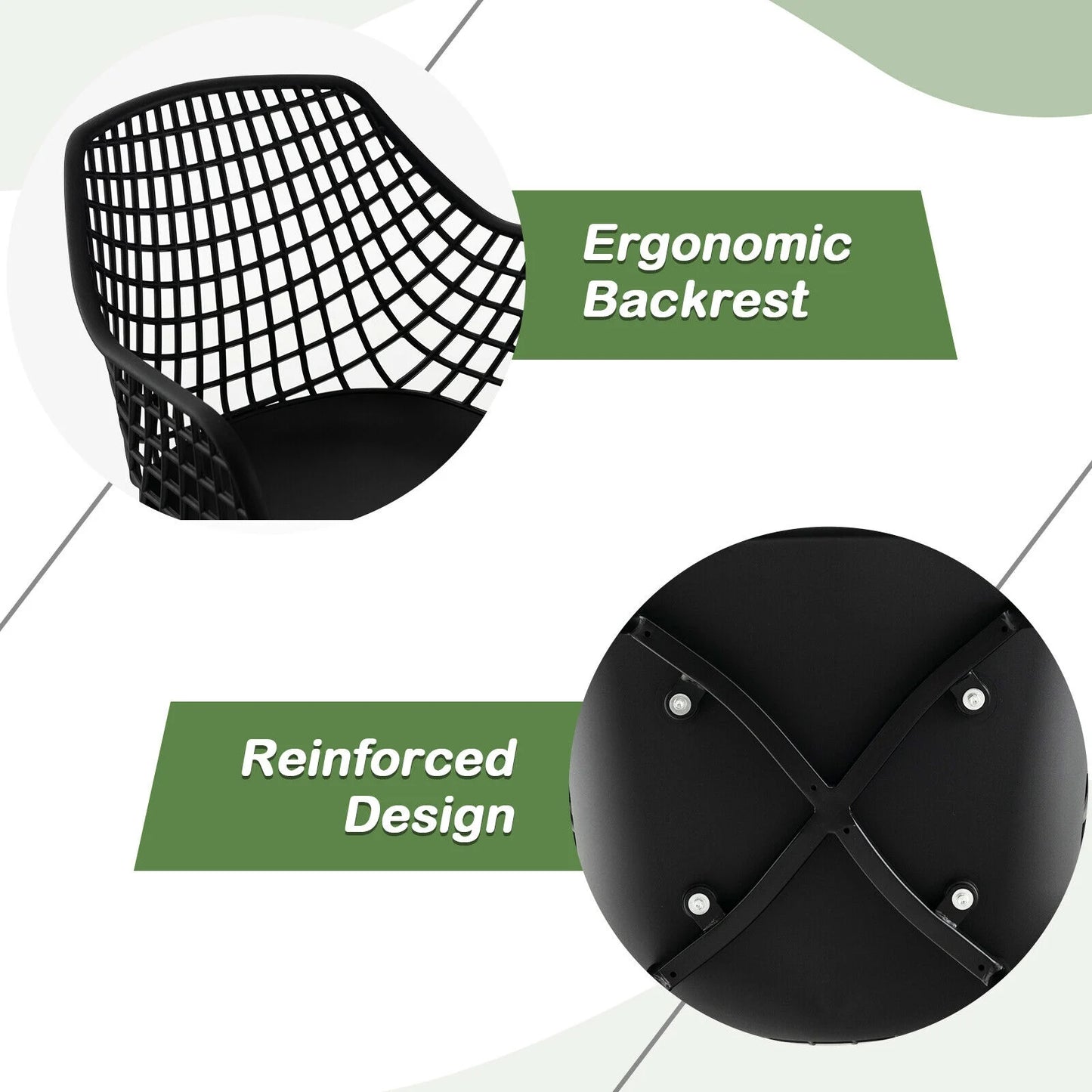 Modern Dining Chairs with Airy Hollow Backrest Set of 4 Heavy Duty Ergonomic Black Chairs