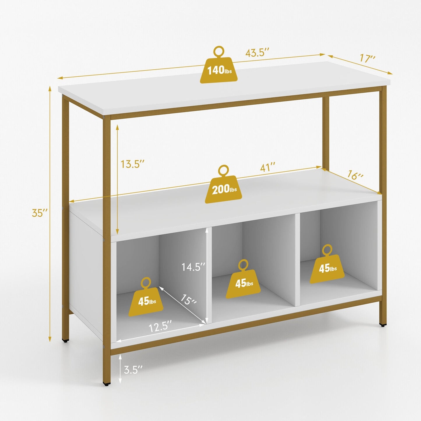 Multipurpose Buffet Sideboard Cabinet with Open Shelves and Storage Compartments - White