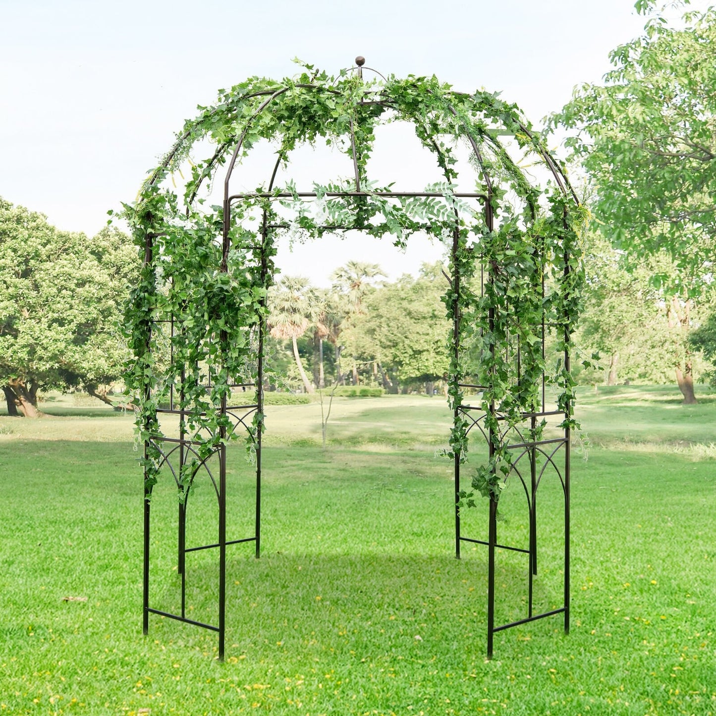 8.4 ft Birdcage Design Metal Garden Arbor for Climbing Plants and Outdoor Décor
