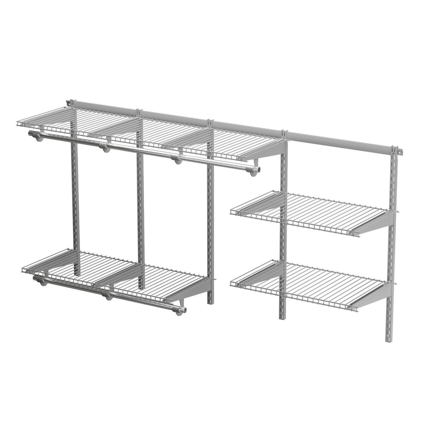 Adjustable Wall-Mounted Closet Organizer System - 3 to 6 Feet with Shelves, Hang Rods & Customizable Storage Solution