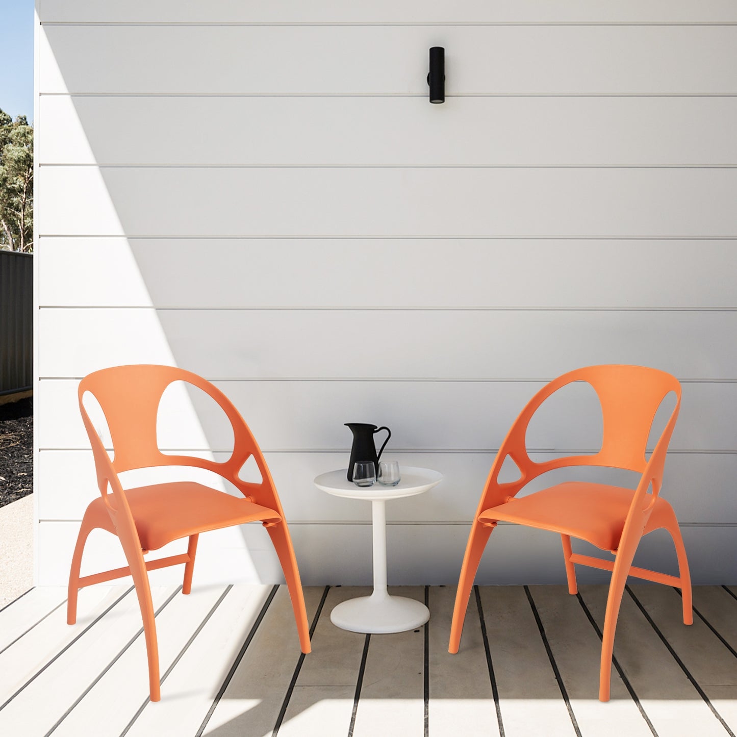 Folding Dining Chairs with Armrests and High Backrest in Orange - Set of 2