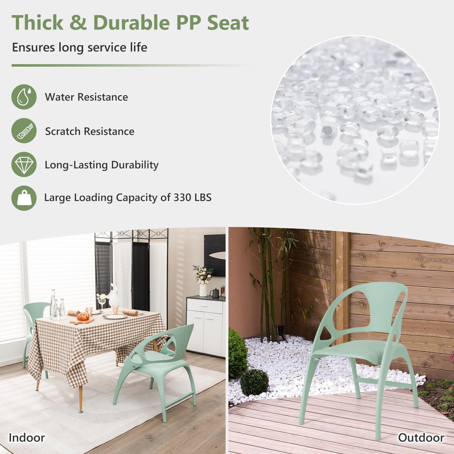 Folding Dining Chairs with Armrests and High Backrest in Green - Set of 2