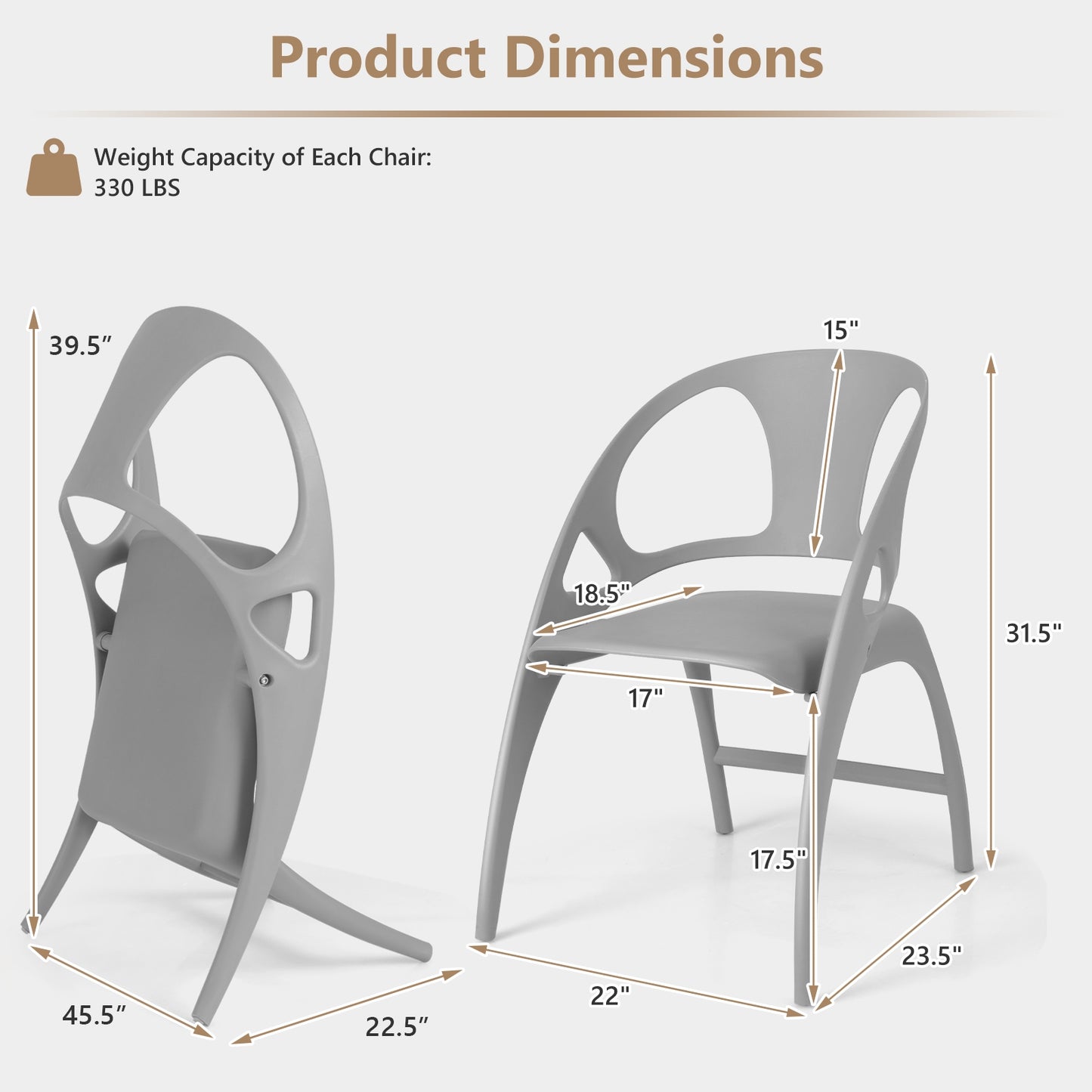 Folding Dining Chairs with Armrests and High Backrest in Grey - Set of 2