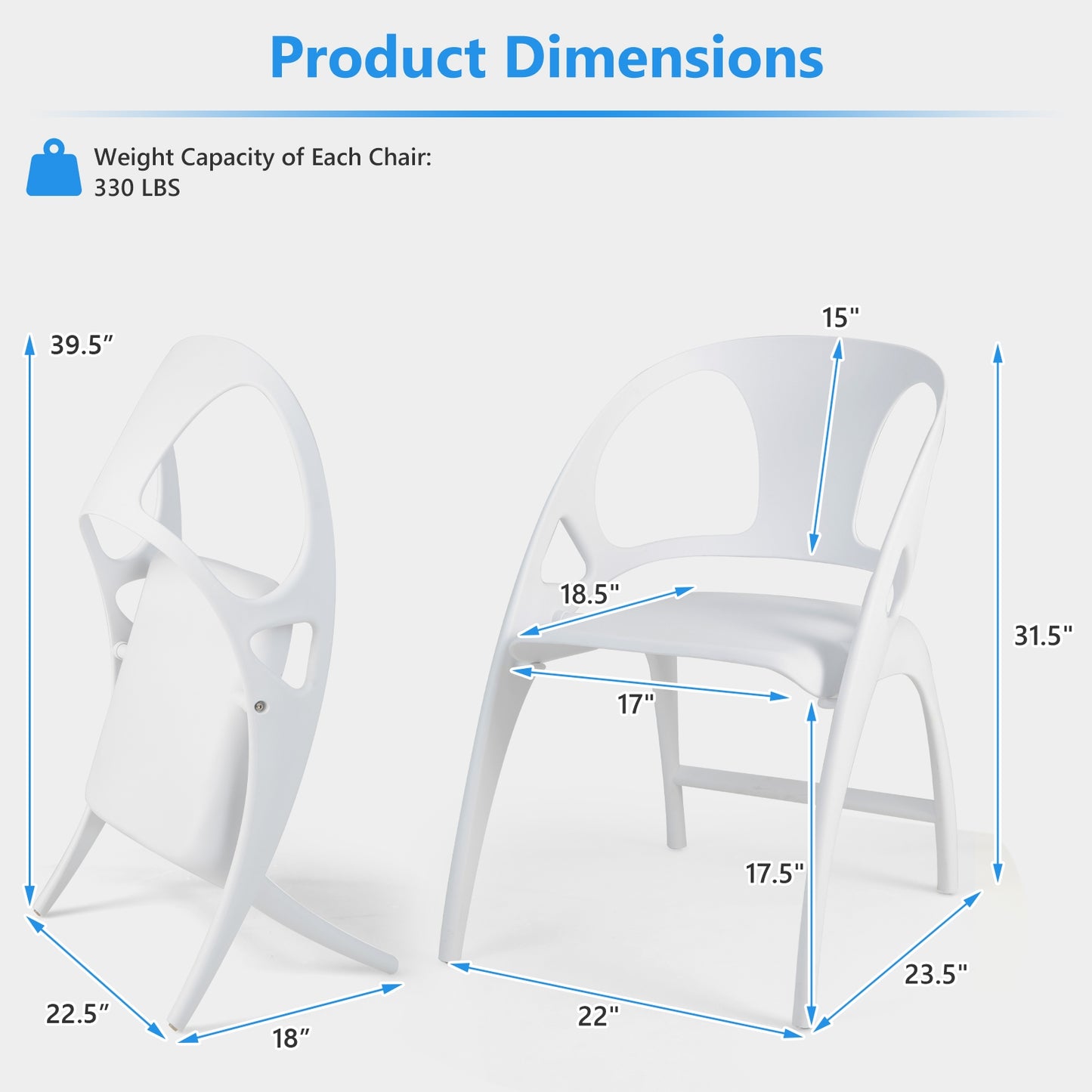 Folding Dining Chairs with Armrests and High Backrest in White - Set of 2