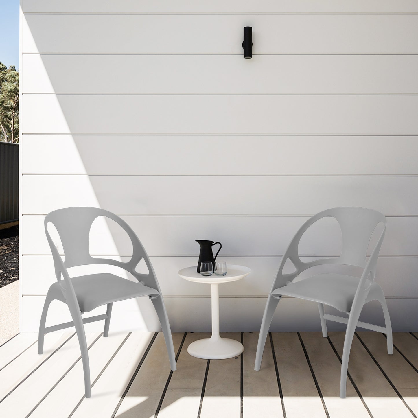 Folding Dining Chairs with Armrests and High Backrest in Grey - Set of 2