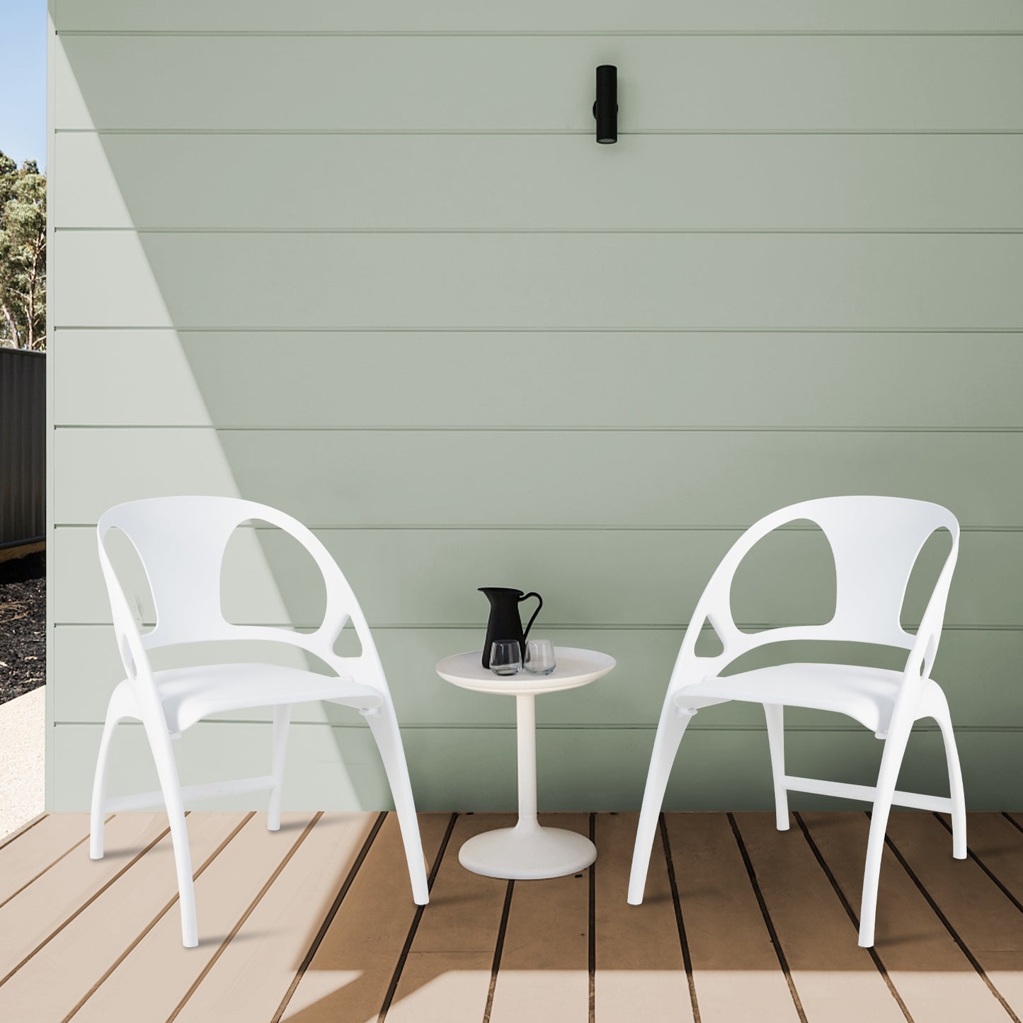 Folding Dining Chairs with Armrests and High Backrest in White - Set of 2