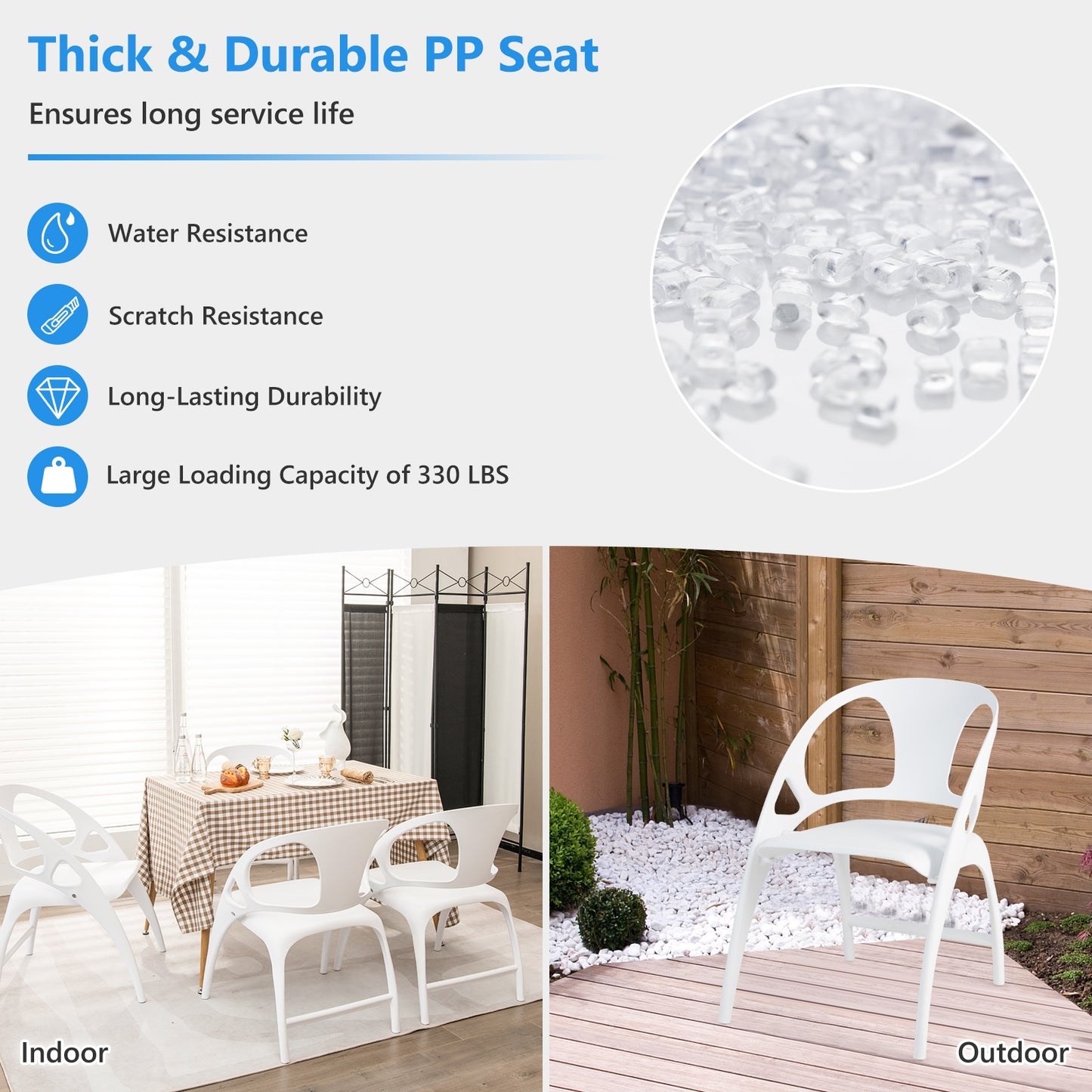 Folding Dining Chairs with Armrests and High Backrest in White - Set of 2