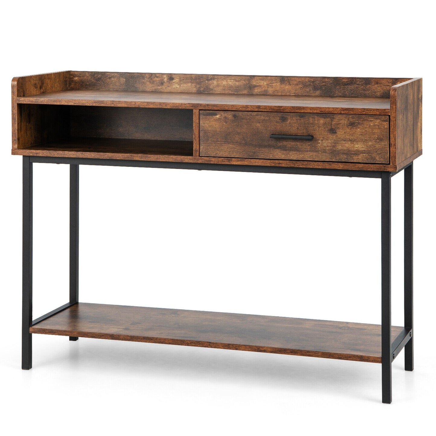 Spacious Long Console Table with Drawer and Durable Metal Frame for Entryway or Living Room