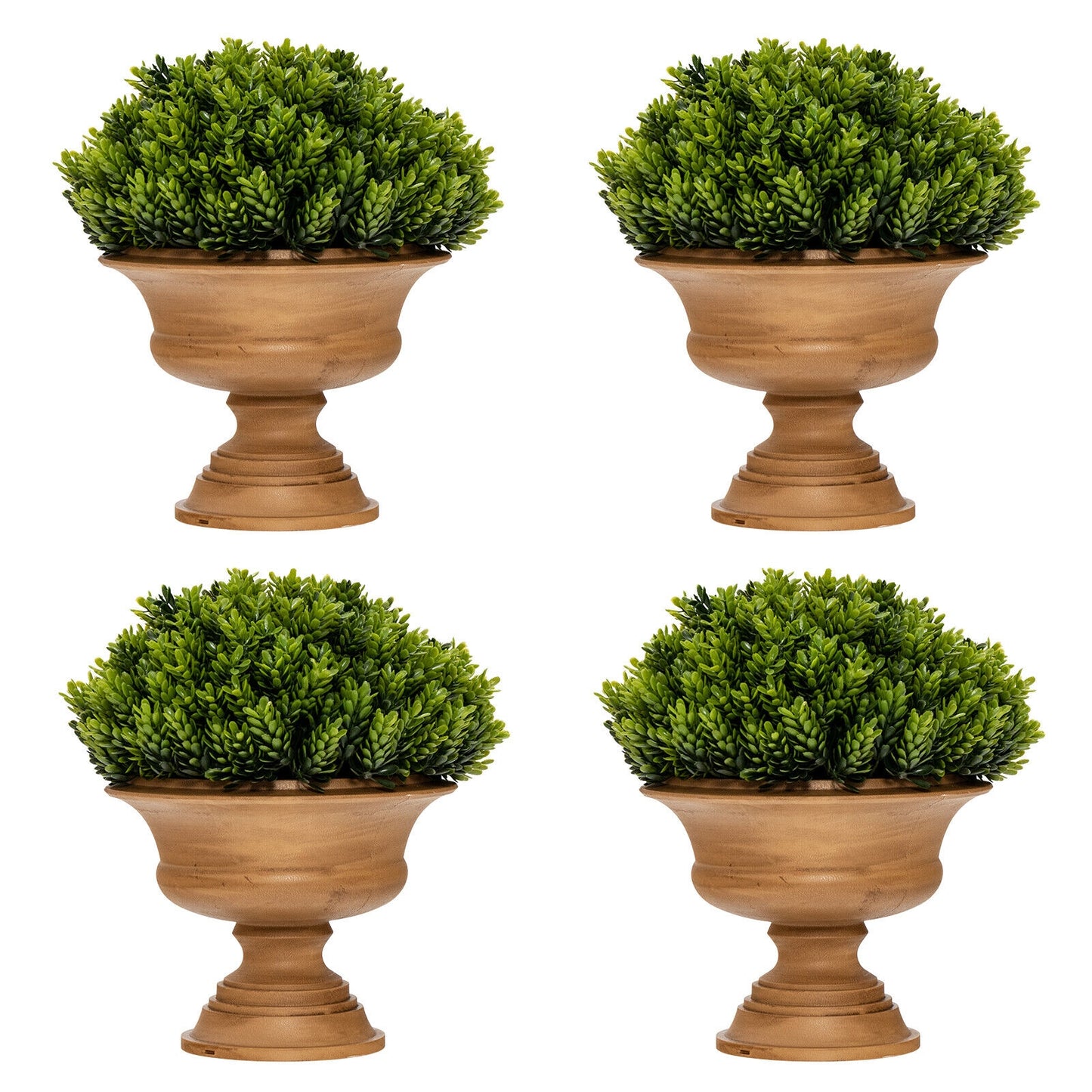 Set of 4 Artificial Boxwood Topiary Trees – Lifelike Faux Greenery for Indoor/Outdoor Decor