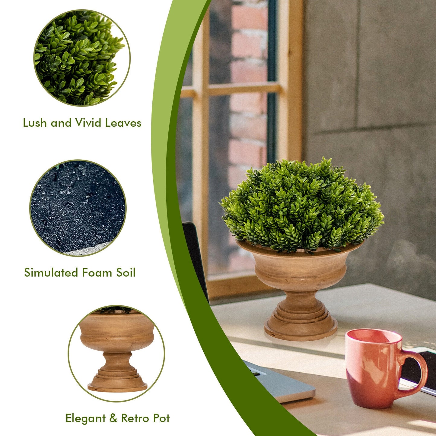 Set of 4 Artificial Boxwood Topiary Trees – Lifelike Faux Greenery for Indoor/Outdoor Decor
