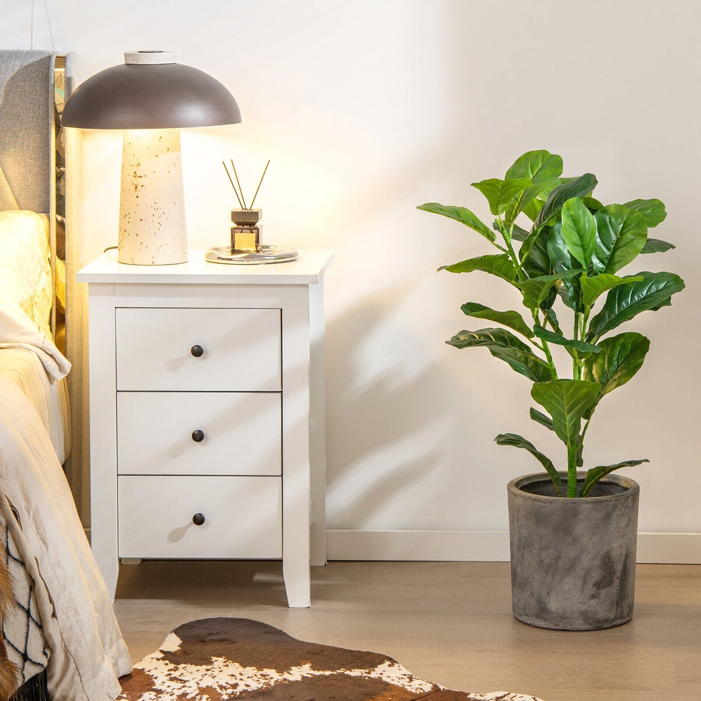 Set of 2 Lifelike Artificial Fiddle Leaf Fig Trees – Realistic Faux Indoor/Outdoor Plants