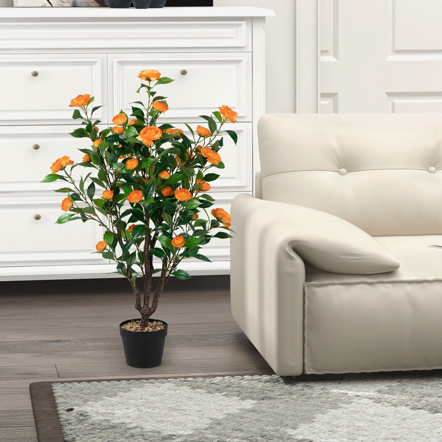 3.3 Foot Lifelike Artificial Camellia Tree for Home and Garden Decor